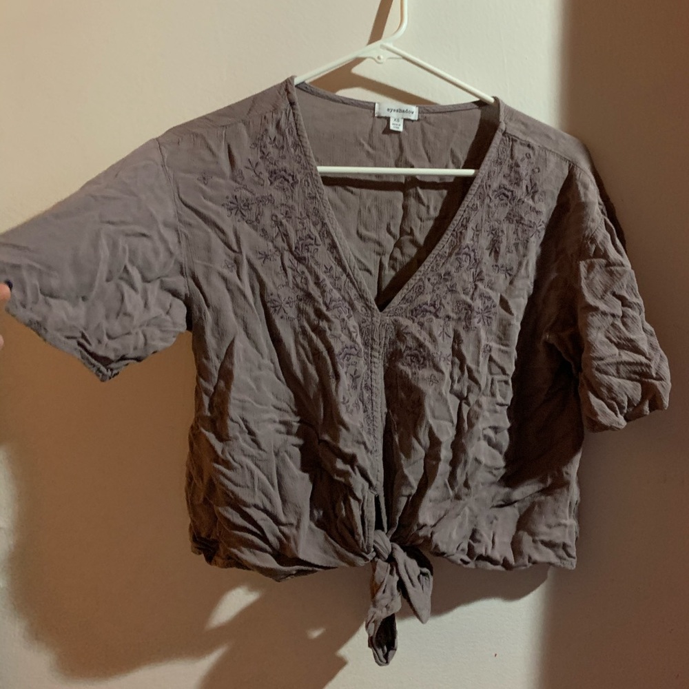 Boho flowy tie front blouse